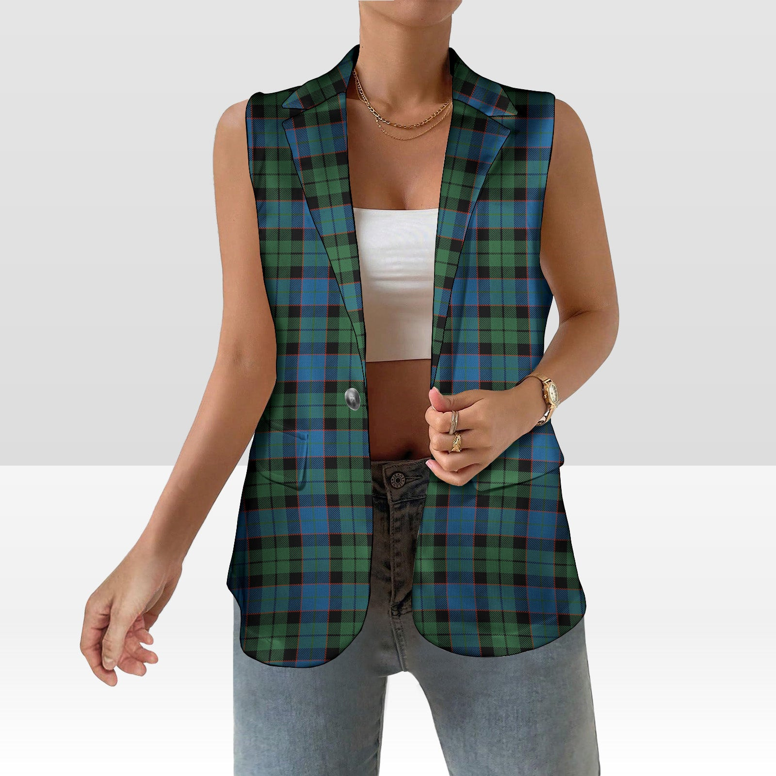 ScotsTee Shop Scottish Fergusson of Balquhidder Ancient Women's Tartan Sleeveless Blazer Suit Vest