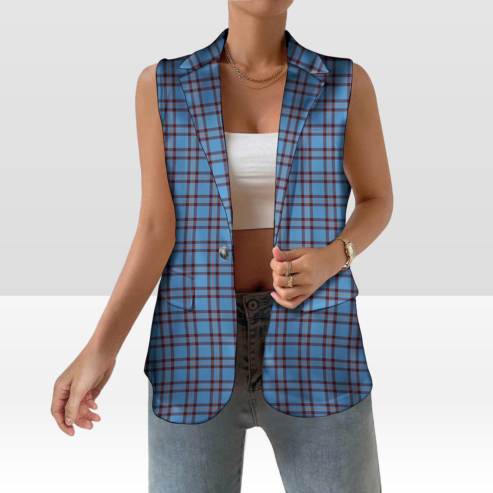 ScotsTee Shop Scottish Elliot Ancient Women's Tartan Sleeveless Blazer Suit Vest