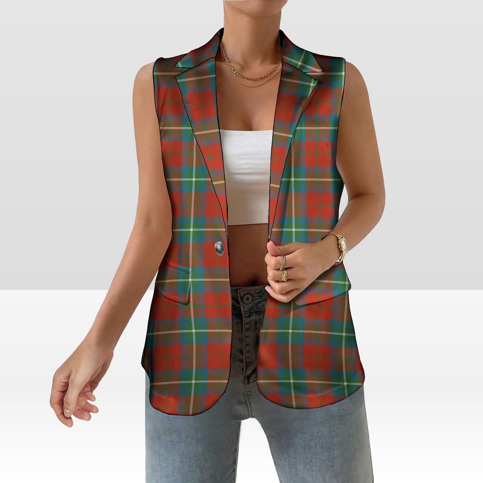 ScotsTee Shop Scottish Ruthven Ancient Women's Tartan Sleeveless Blazer Suit Vest
