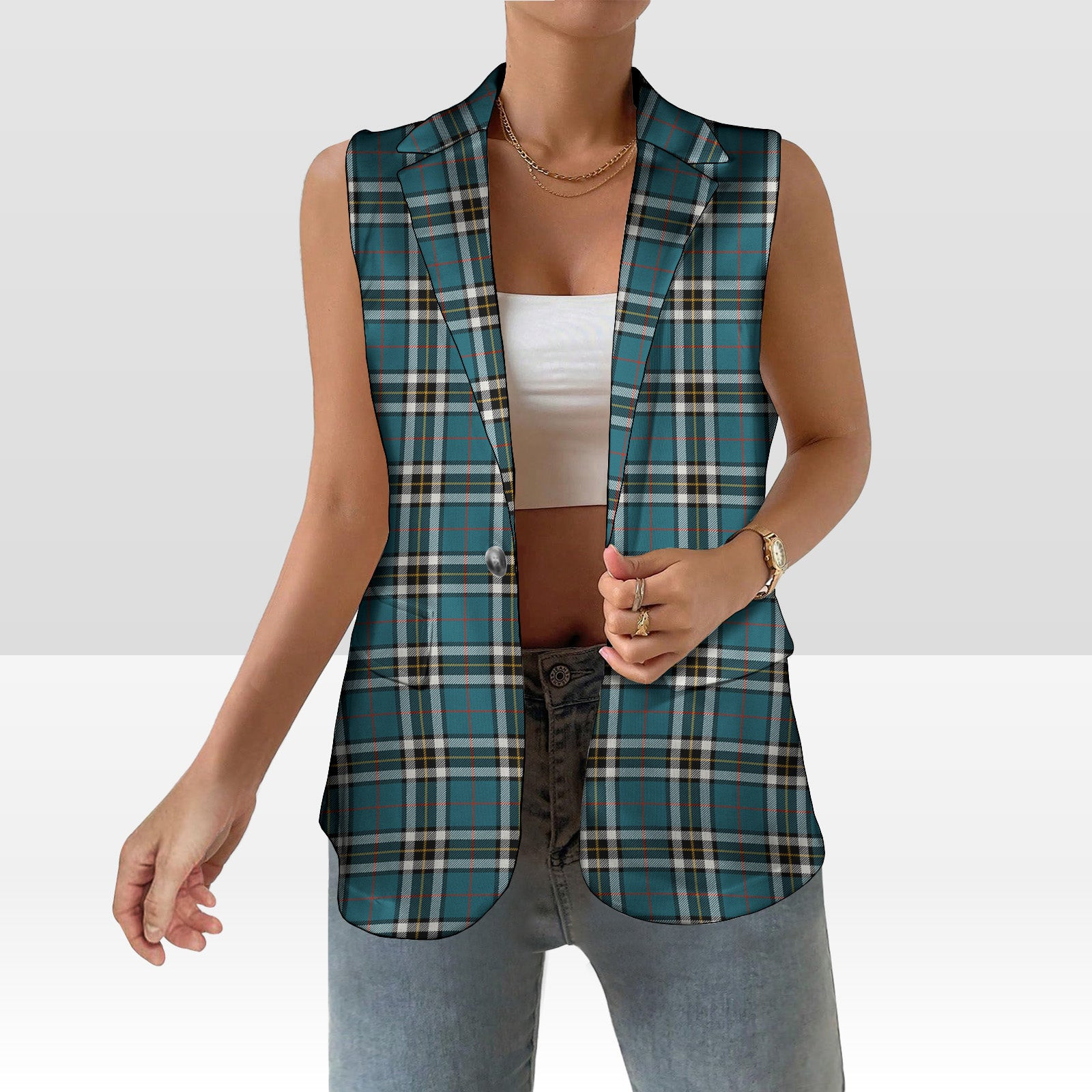 ScotsTee Shop Scottish MacTavish Dress Ancient Women's Tartan Sleeveless Blazer Suit Vest