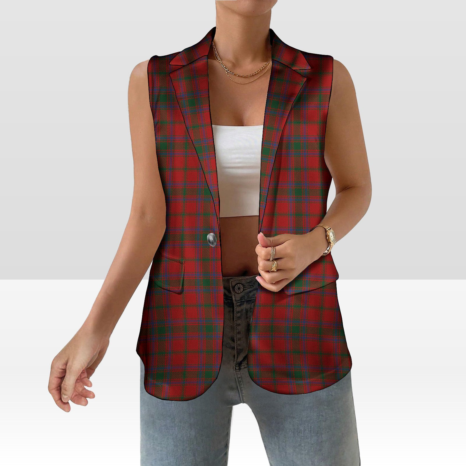 ScotsTee Shop Scottish MacDonell of Glengarry 4 Women's Tartan Sleeveless Blazer Suit Vest