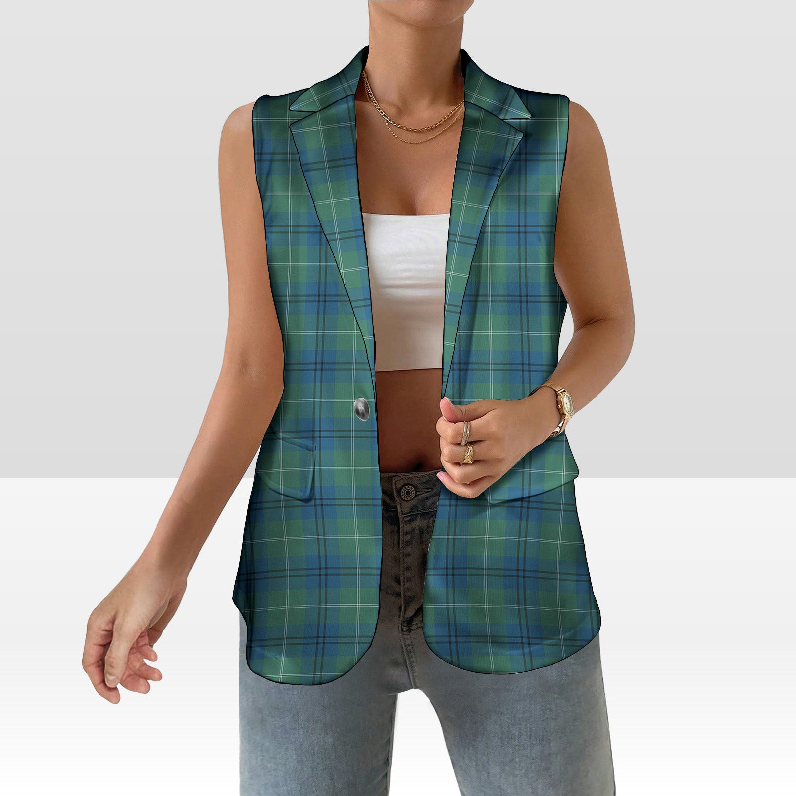 ScotsTee Shop Scottish Oliphant Ancient Women's Tartan Sleeveless Blazer Suit Vest