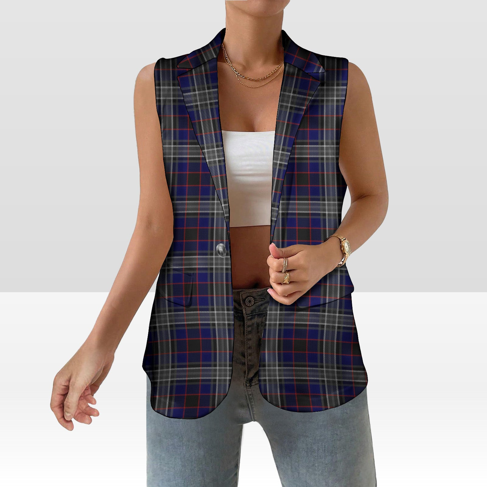 ScotsTee Shop Scottish Yates Women's Tartan Sleeveless Blazer Suit Vest