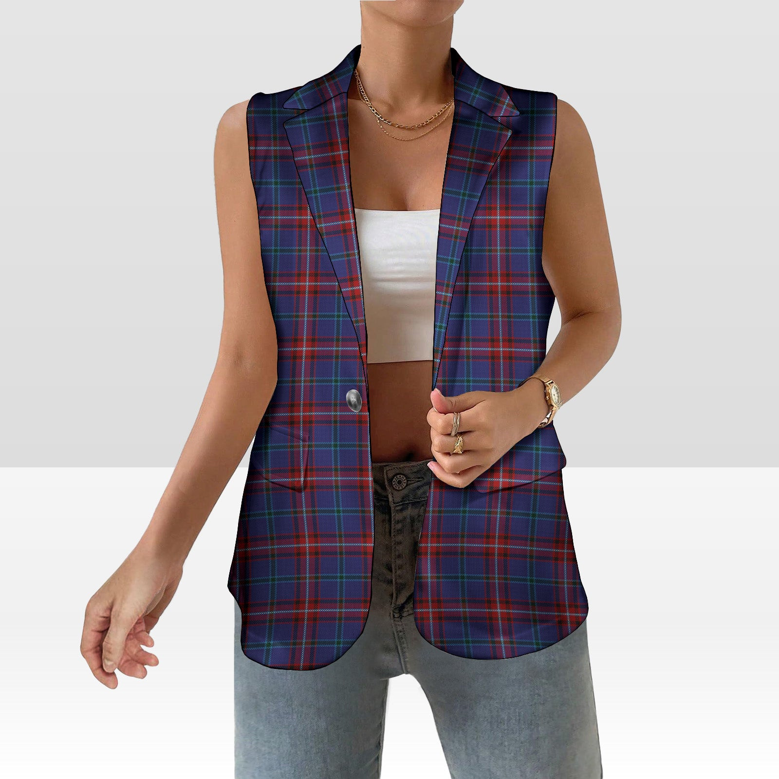 ScotsTee Shop Scottish Glenn Women's Tartan Sleeveless Blazer Suit Vest