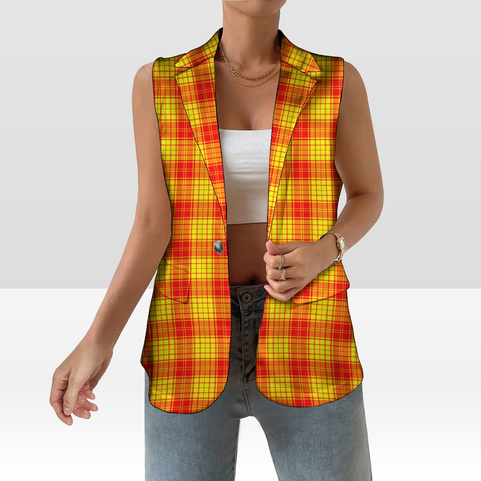 ScotsTee Shop Scottish MacMillan Women's Tartan Sleeveless Blazer Suit Vest