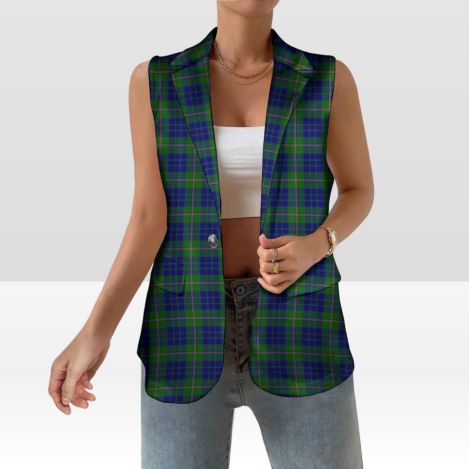ScotsTee Shop Scottish Noel Women's Tartan Sleeveless Blazer Suit Vest