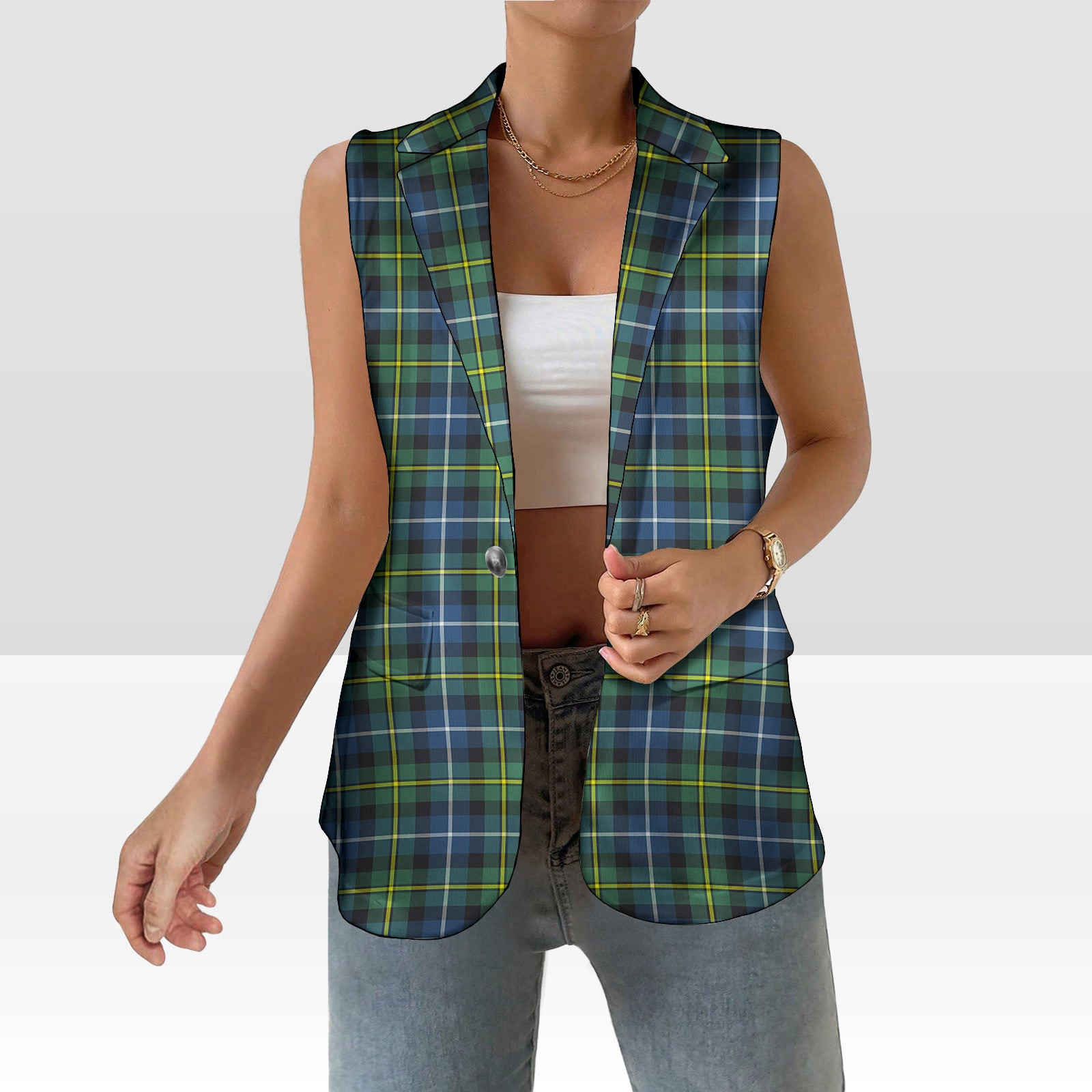 ScotsTee Shop Scottish MacNeill Of Barra Ancient Women's Tartan Sleeveless Blazer Suit Vest