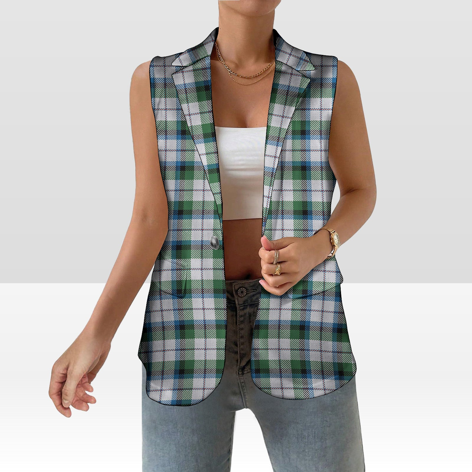ScotsTee Shop Scottish McNaughton Dress Ancient Women's Tartan Sleeveless Blazer Suit Vest