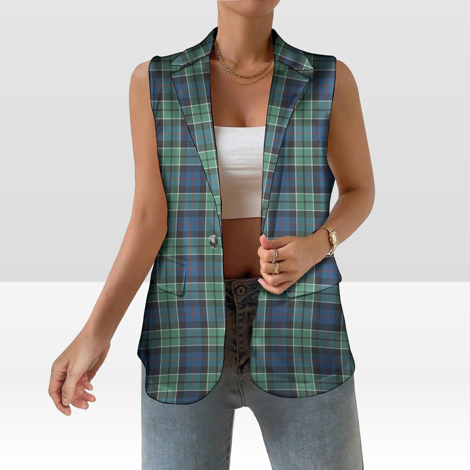 ScotsTee Shop Scottish Leslie Hunting Ancient SC Women's Tartan Sleeveless Blazer Suit Vest