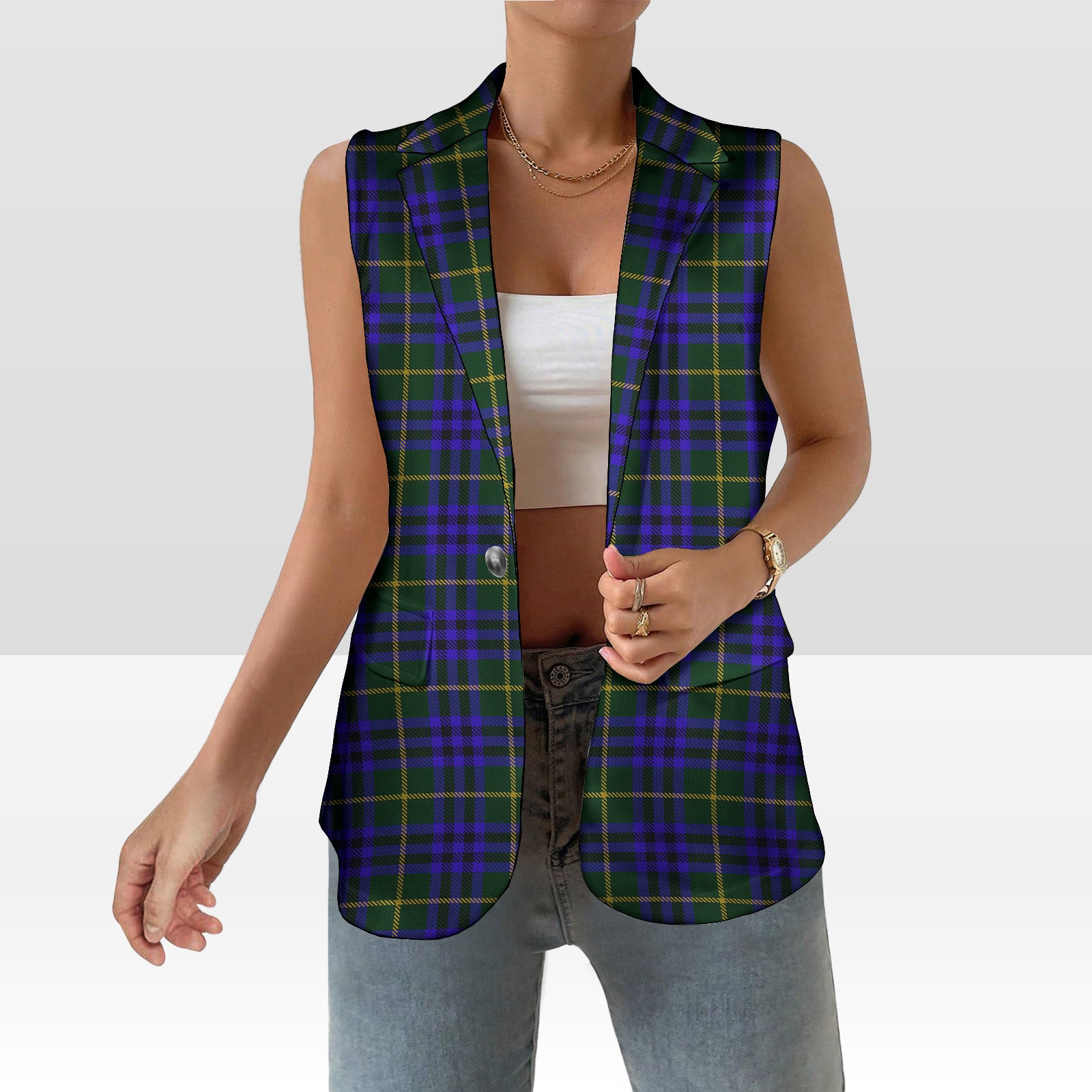 ScotsTee Shop Scottish Marshall of Keith Women's Tartan Sleeveless Blazer Suit Vest
