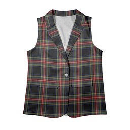 ScotsTee Shop Scottish Stewart Black Modern Women's Tartan Sleeveless Blazer Suit Vest