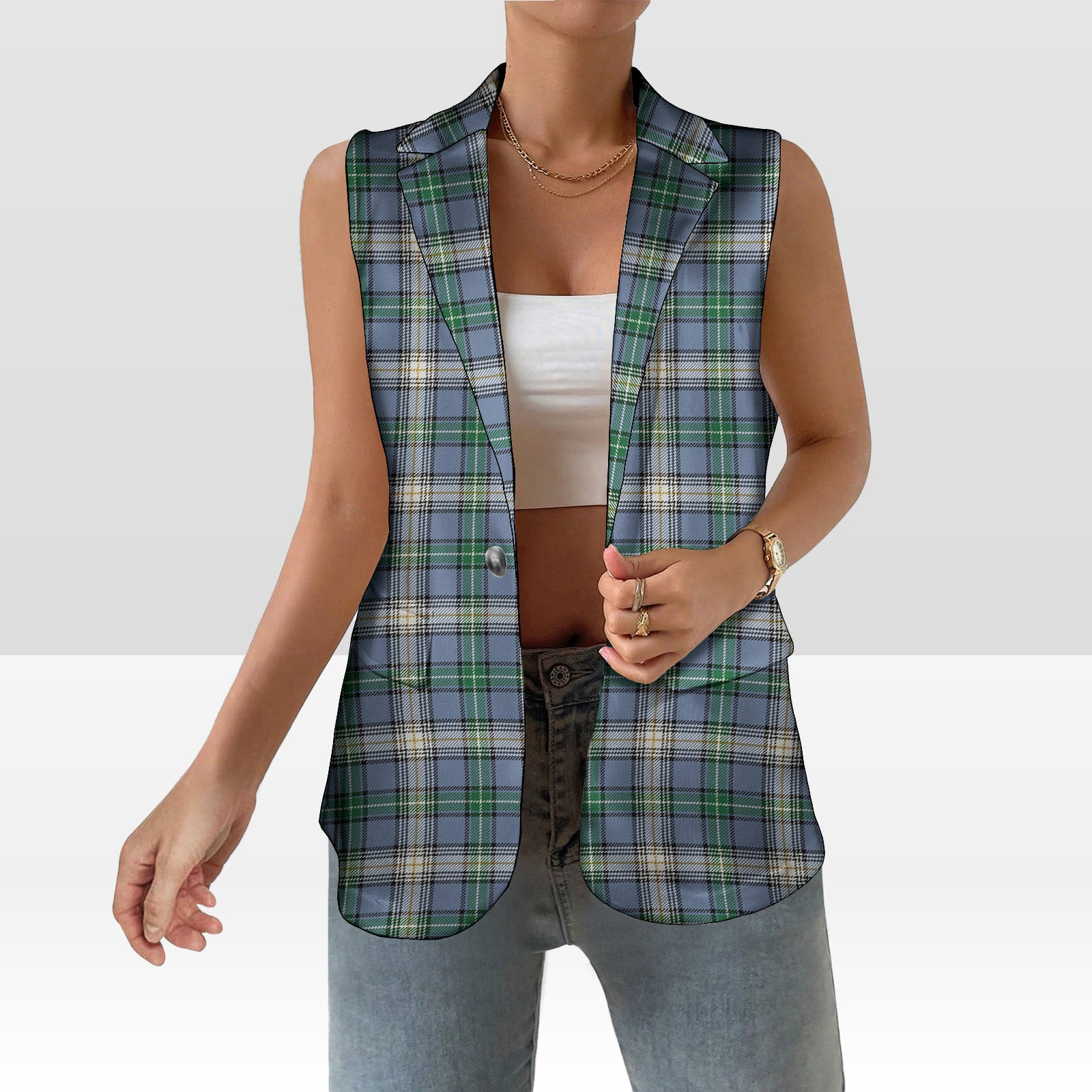 ScotsTee Shop Scottish McDowell Ancient Women's Tartan Sleeveless Blazer Suit Vest