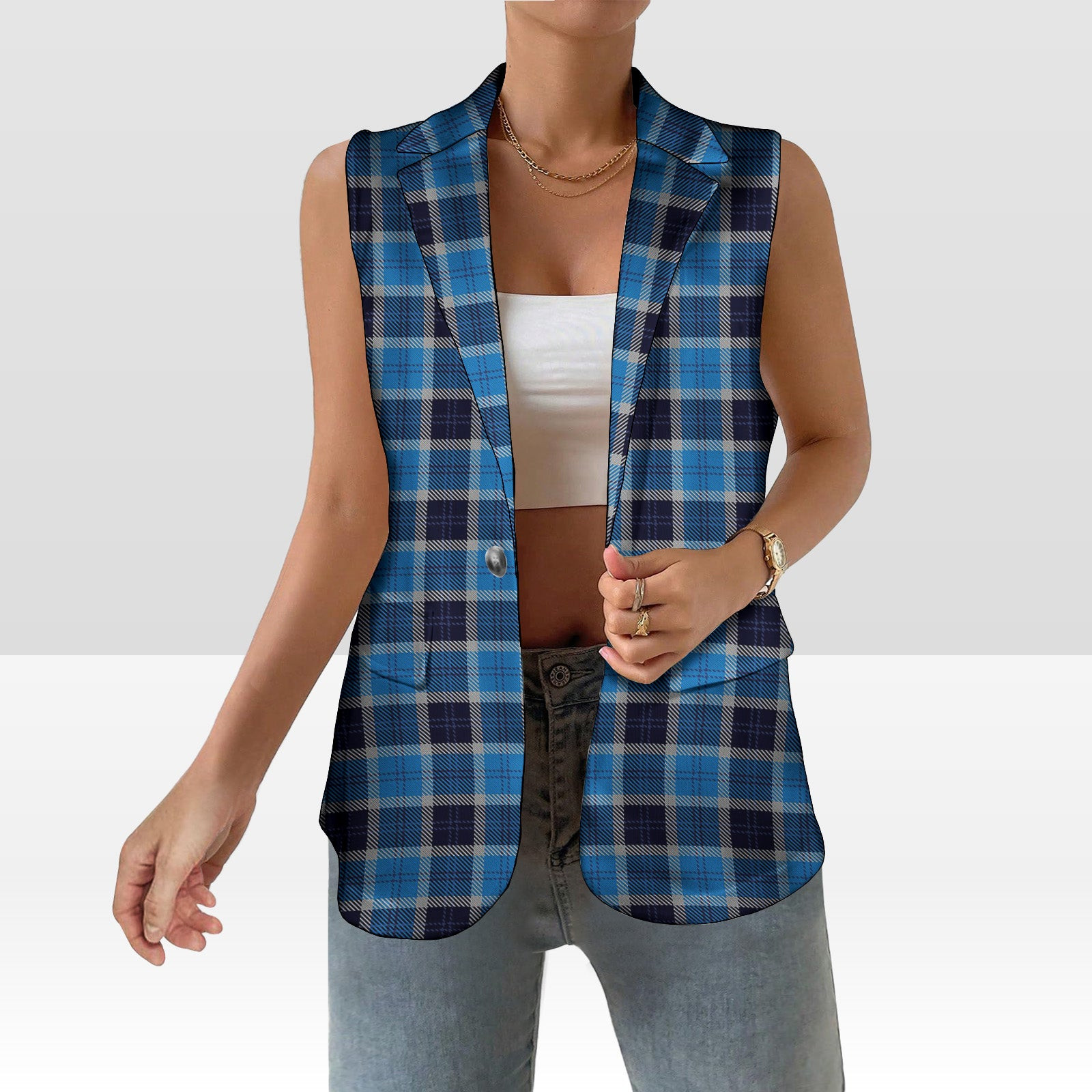 ScotsTee Shop Scottish Strathclyde Women's Tartan Sleeveless Blazer Suit Vest