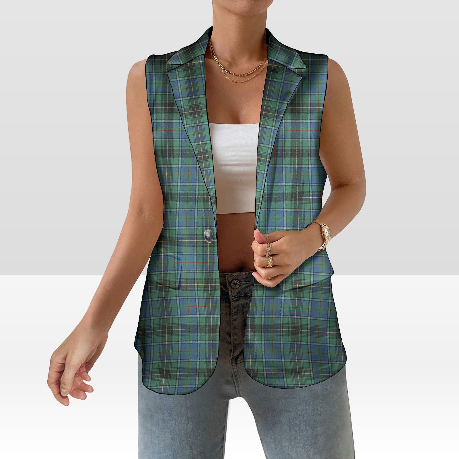 ScotsTee Shop Scottish McInnes Ancient Women's Tartan Sleeveless Blazer Suit Vest