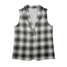 ScotsTee Shop Scottish McPhee B&W Modern Women's Tartan Sleeveless Blazer Suit Vest