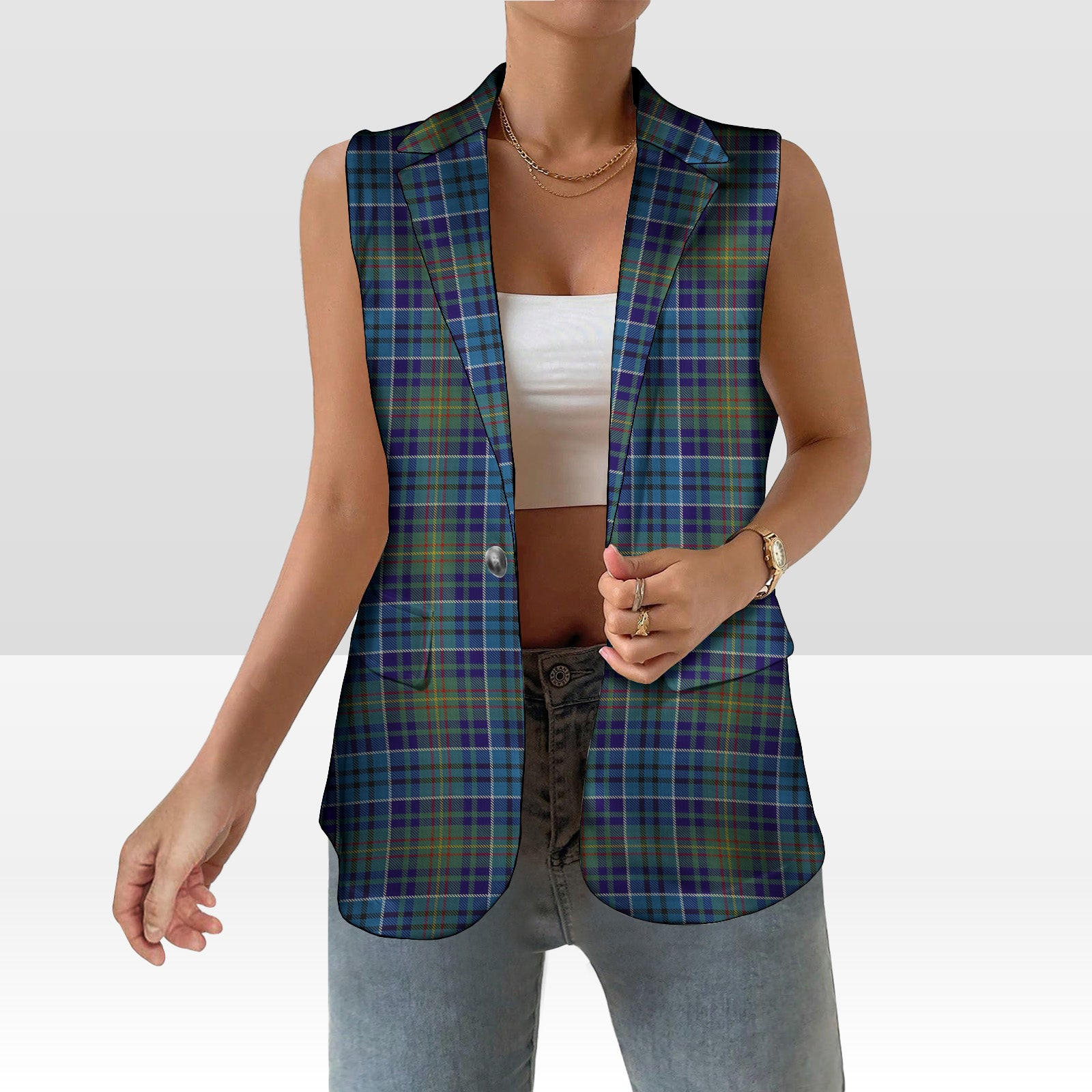 ScotsTee Shop Scottish O'Sullivan Women's Tartan Sleeveless Blazer Suit Vest