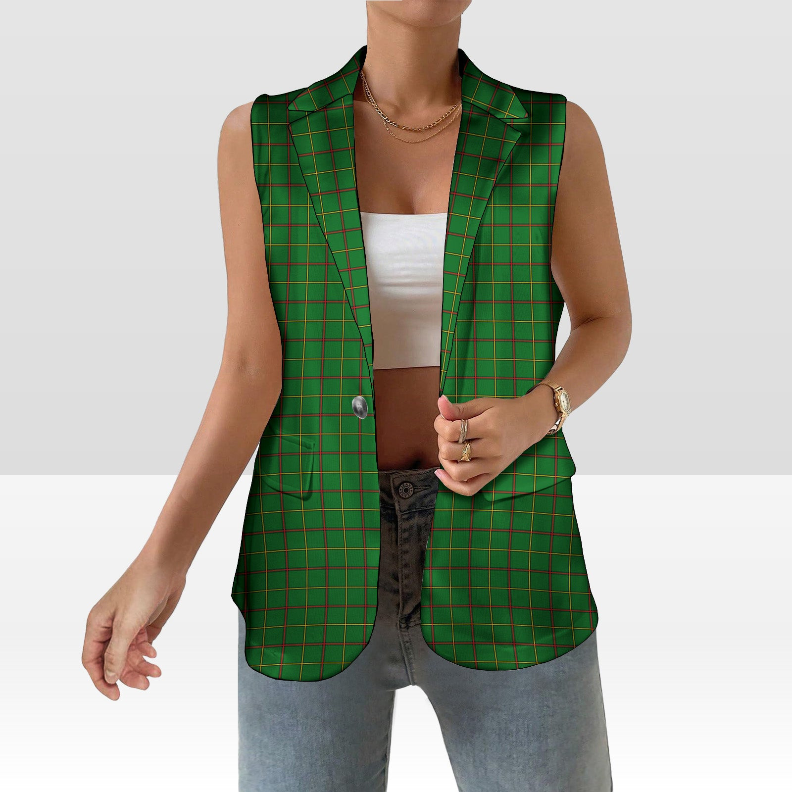 ScotsTee Shop Scottish Tribe of Mar Women's Tartan Sleeveless Blazer Suit Vest