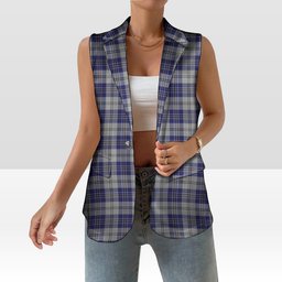 ScotsTee Shop Scottish MacPherson Dress Blue Women's Tartan Sleeveless Blazer Suit Vest