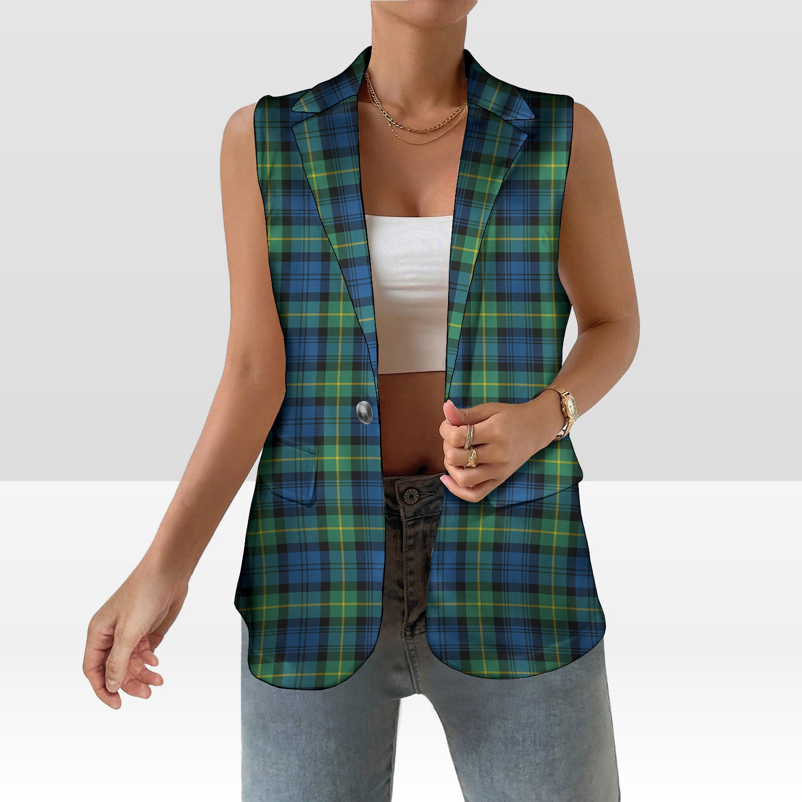 ScotsTee Shop Scottish Gordon Ancient Women's Tartan Sleeveless Blazer Suit Vest
