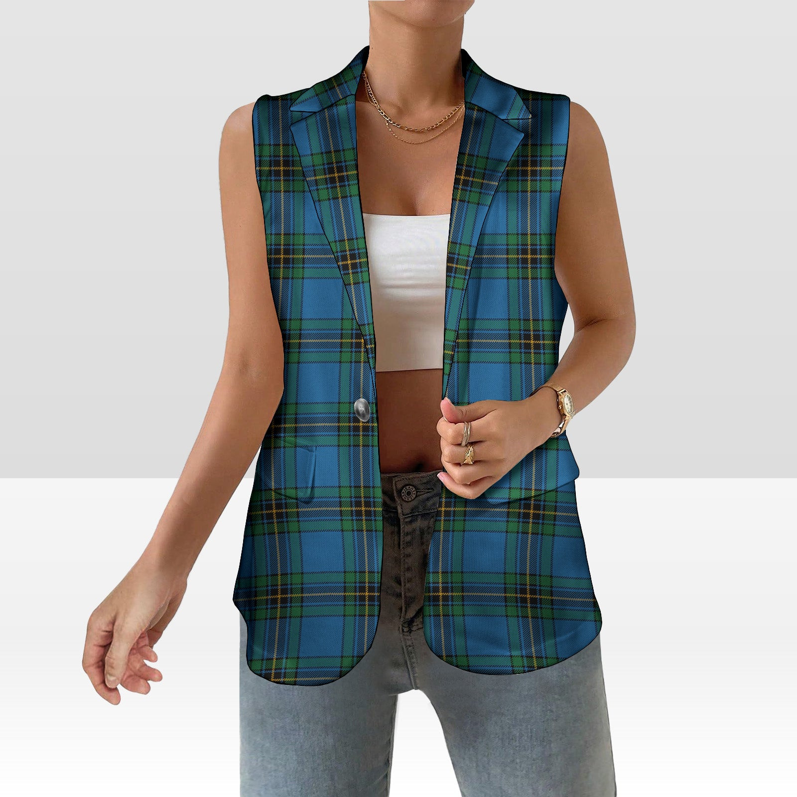 ScotsTee Shop Scottish Murray of Elibank Ancient Women's Tartan Sleeveless Blazer Suit Vest