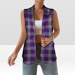 ScotsTee Shop Scottish Menzies Mauve and White Women's Tartan Sleeveless Blazer Suit Vest