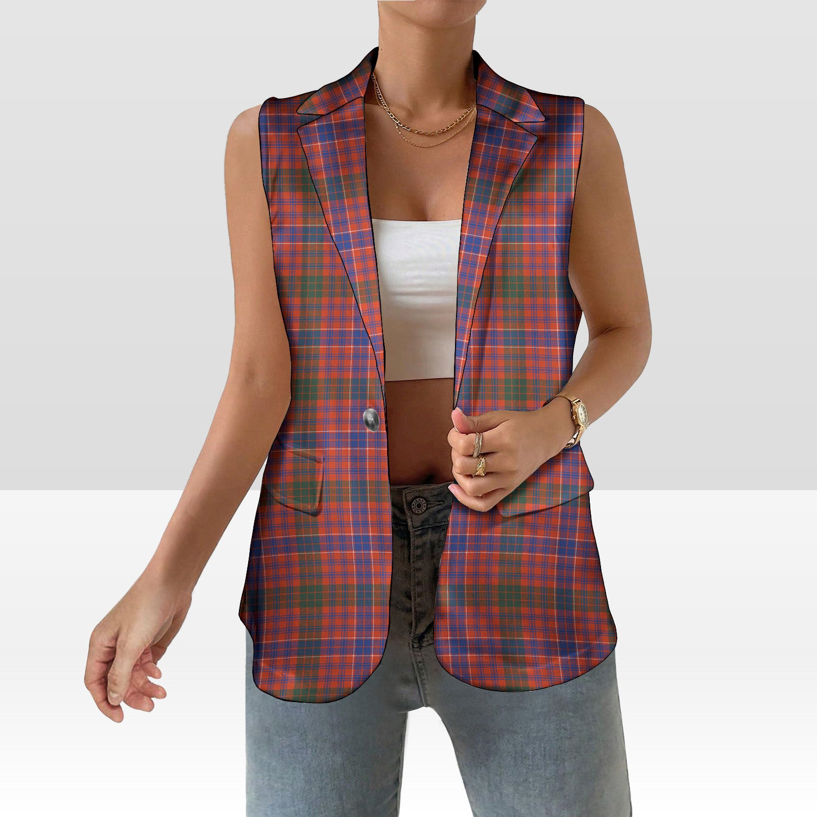 ScotsTee Shop Scottish MacRae Ancient Women's Tartan Sleeveless Blazer Suit Vest