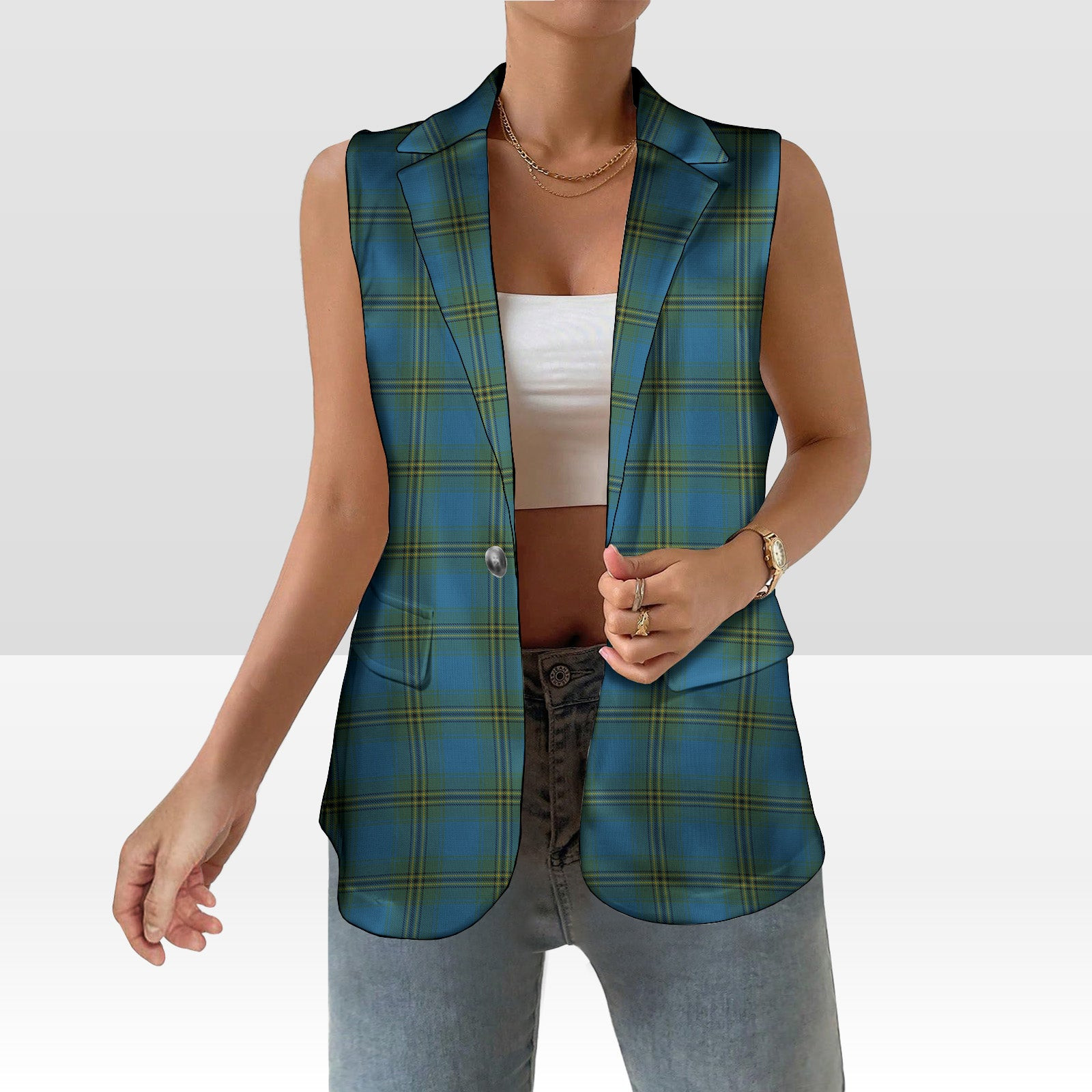 ScotsTee Shop Scottish Oliver Hunting Women's Tartan Sleeveless Blazer Suit Vest