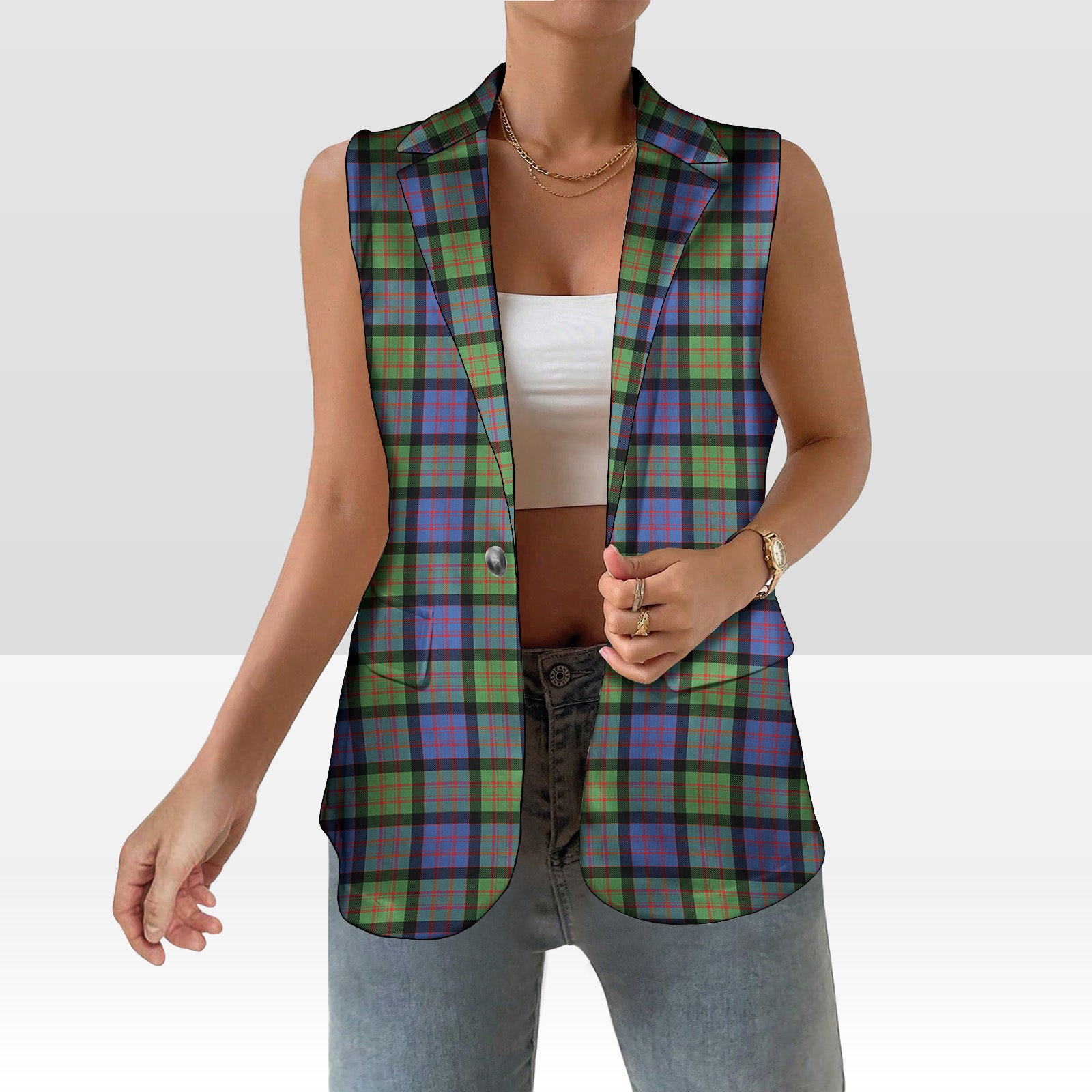 ScotsTee Shop Scottish MacDonald Ancient Women's Tartan Sleeveless Blazer Suit Vest