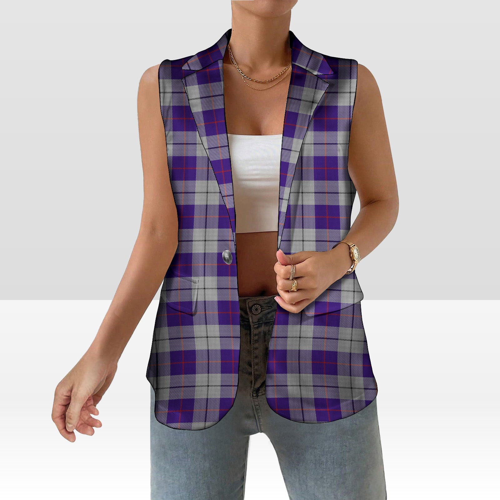ScotsTee Shop Scottish MacRae Dress Purple 1 Women's Tartan Sleeveless Blazer Suit Vest