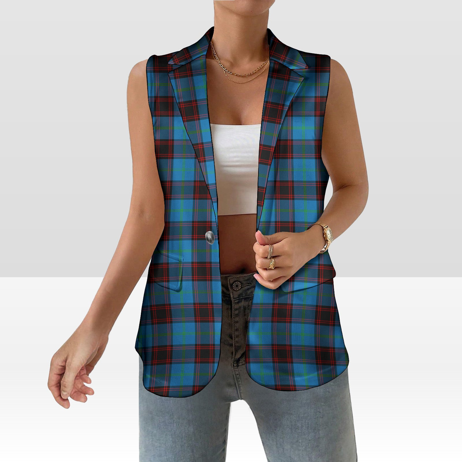 ScotsTee Shop Scottish Hume Ancient Women's Tartan Sleeveless Blazer Suit Vest