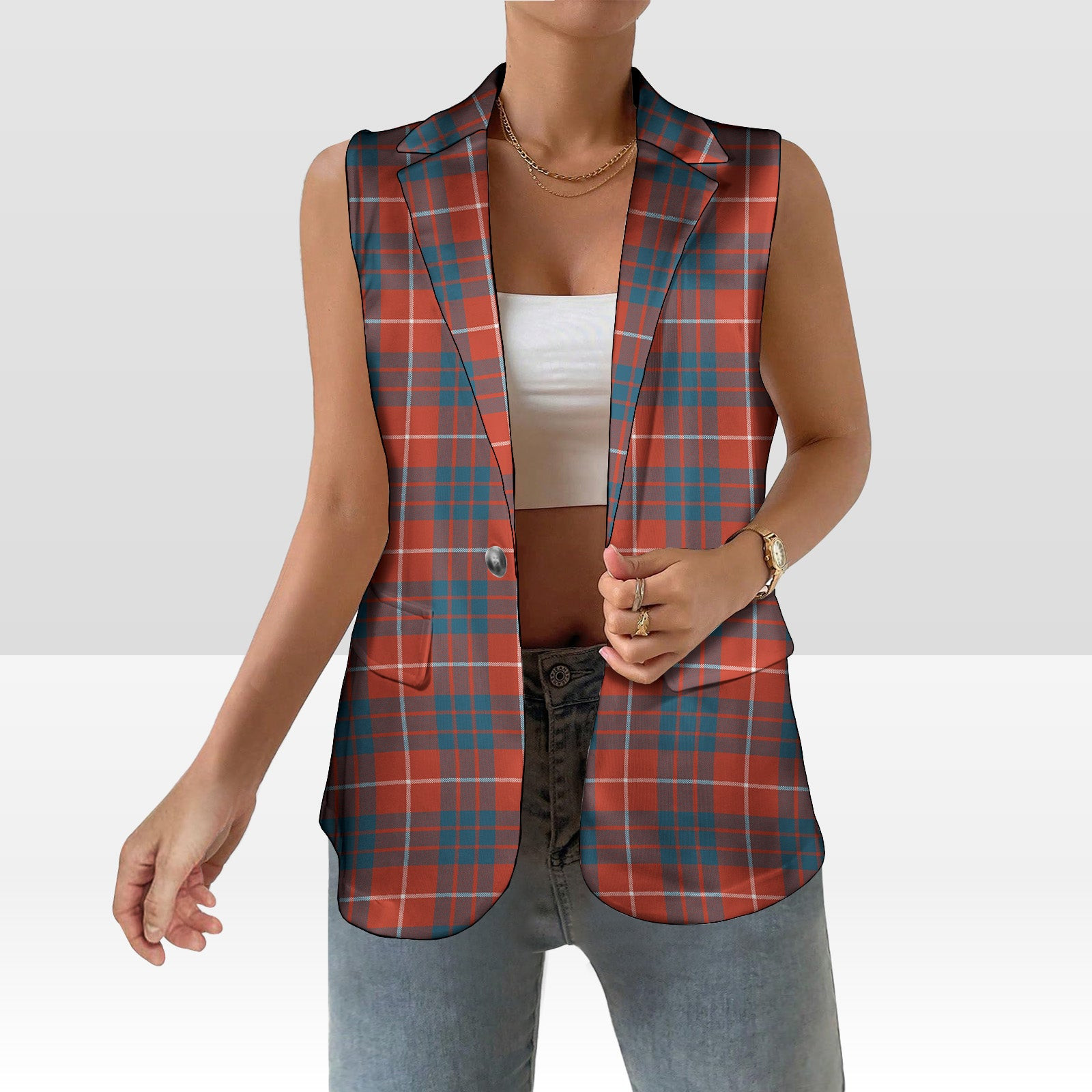 ScotsTee Shop Scottish Hamilton Ancient Women's Tartan Sleeveless Blazer Suit Vest