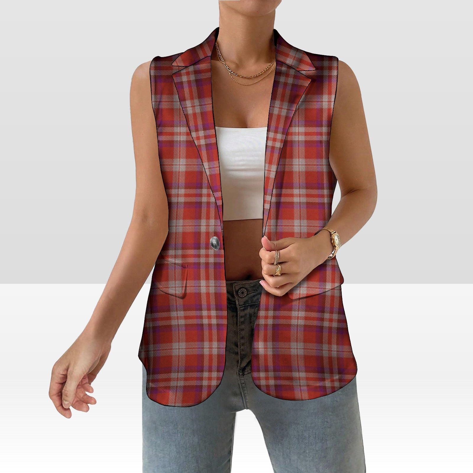 ScotsTee Shop Scottish Pennington Women's Tartan Sleeveless Blazer Suit Vest