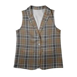 ScotsTee Shop Scottish Thompson Society Camel Women's Tartan Sleeveless Blazer Suit Vest