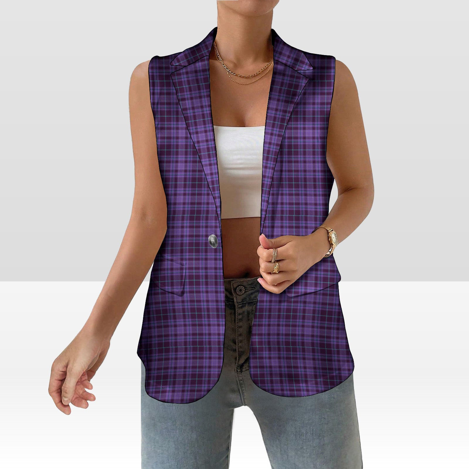 ScotsTee Shop Scottish Learmonth Family Herts Women's Tartan Sleeveless Blazer Suit Vest