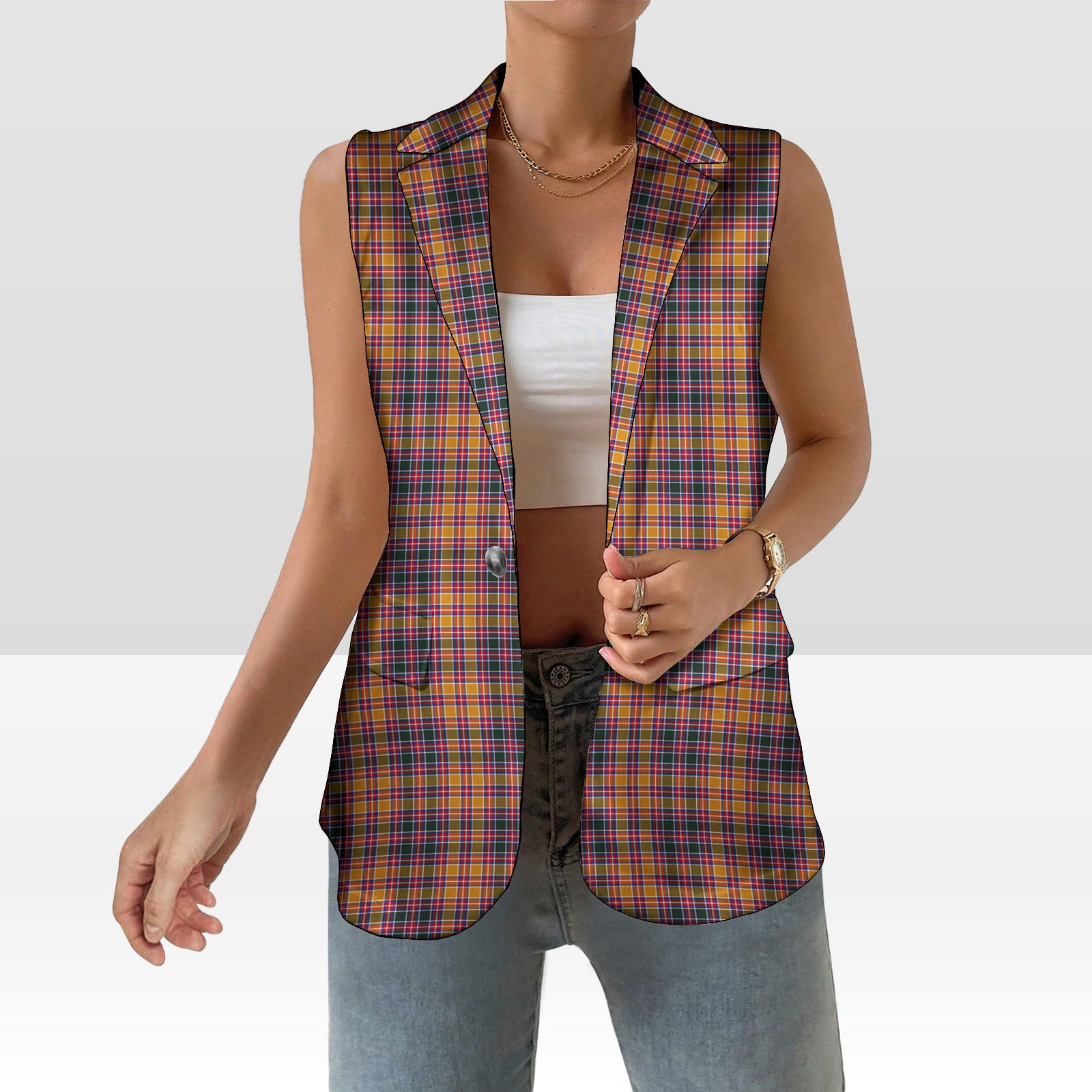 ScotsTee Shop Scottish Jacobite Women's Tartan Sleeveless Blazer Suit Vest