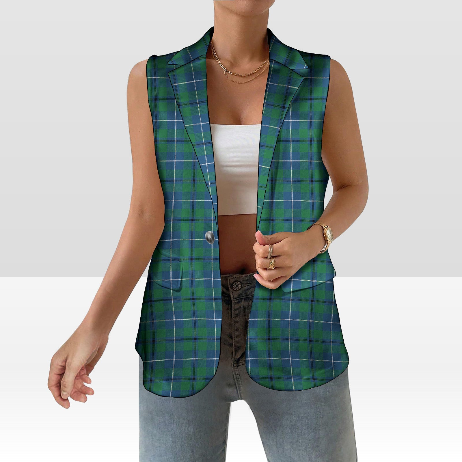 ScotsTee Shop Scottish Sandilands Ancient Women's Tartan Sleeveless Blazer Suit Vest