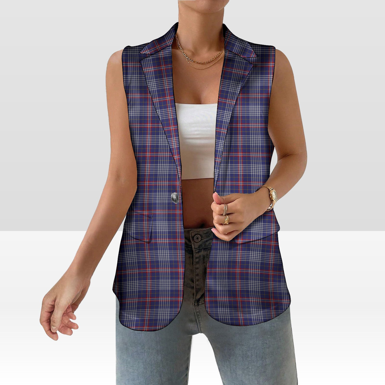 ScotsTee Shop Scottish Parker Dress USA Women's Tartan Sleeveless Blazer Suit Vest