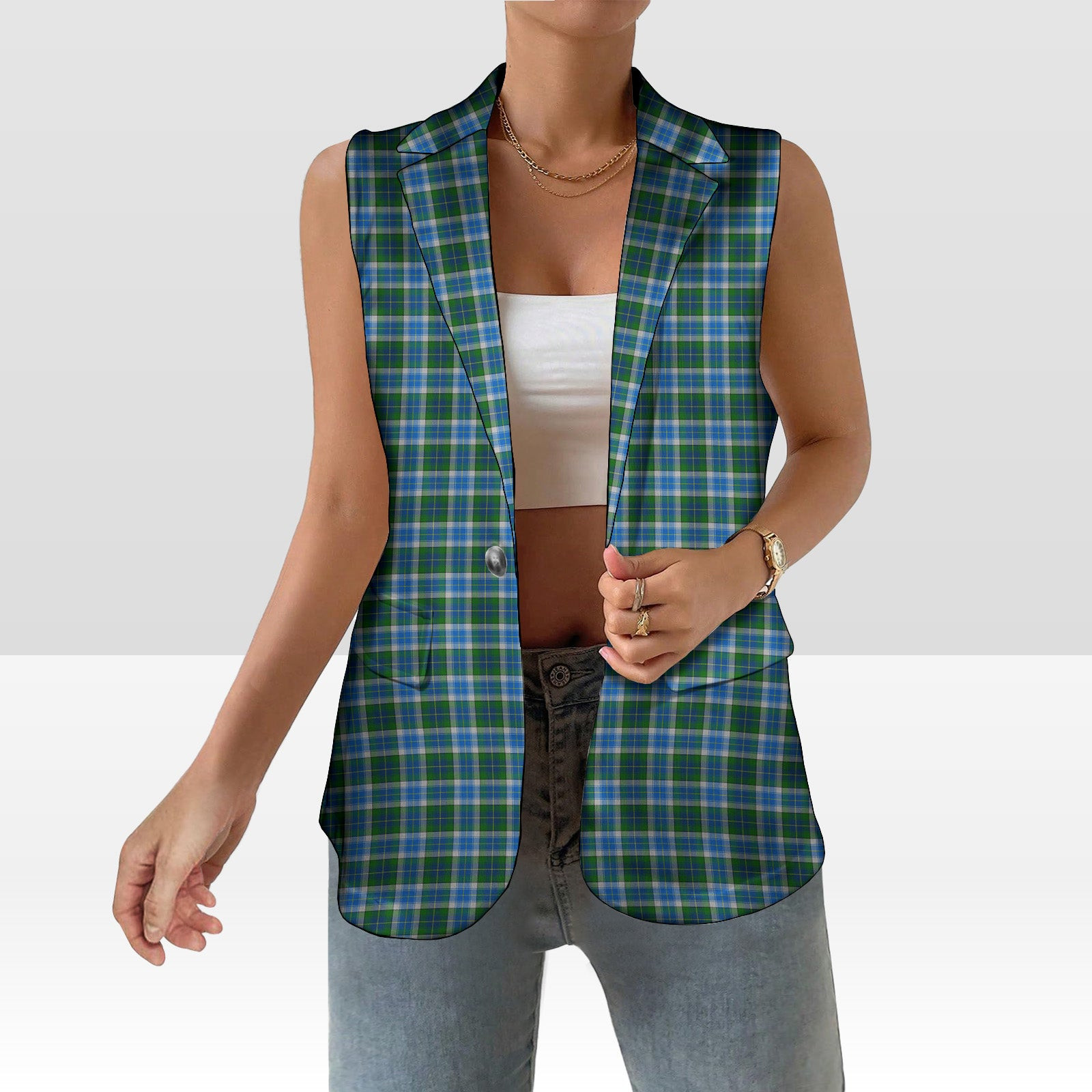 ScotsTee Shop Scottish Robinson Barbara Ann Women's Tartan Sleeveless Blazer Suit Vest