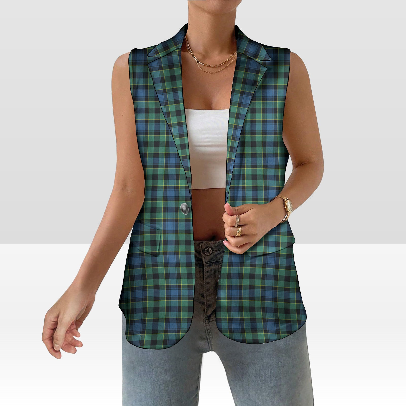 ScotsTee Shop Scottish Mouat Women's Tartan Sleeveless Blazer Suit Vest