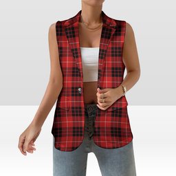 ScotsTee Shop Scottish Munro Black and Red Modern Women's Tartan Sleeveless Blazer Suit Vest