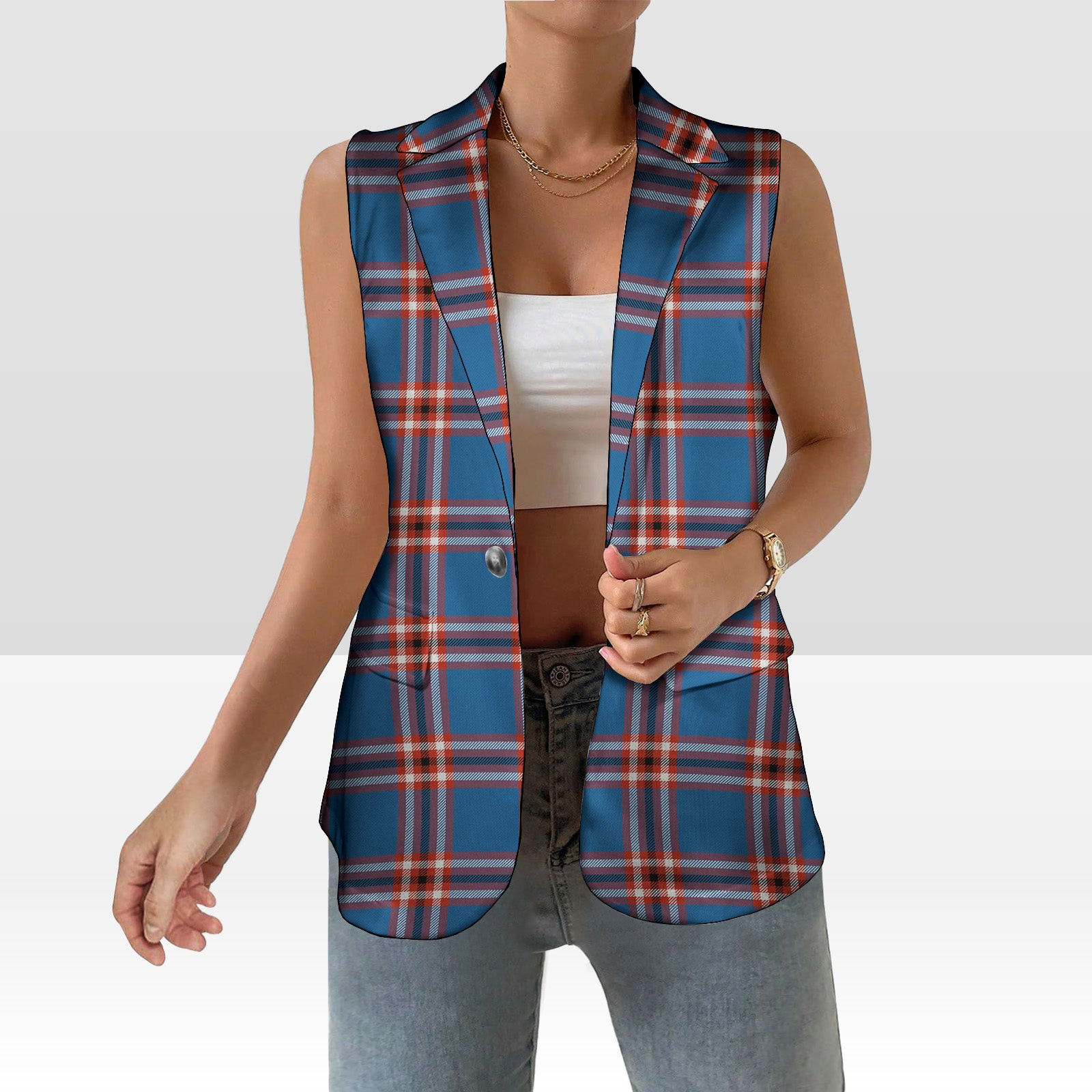 ScotsTee Shop Scottish Laing of Archiestown Ancient Women's Tartan Sleeveless Blazer Suit Vest