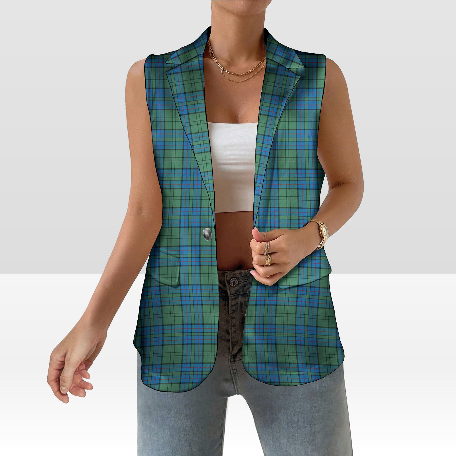 ScotsTee Shop Scottish Lockhart Ancient Women's Tartan Sleeveless Blazer Suit Vest
