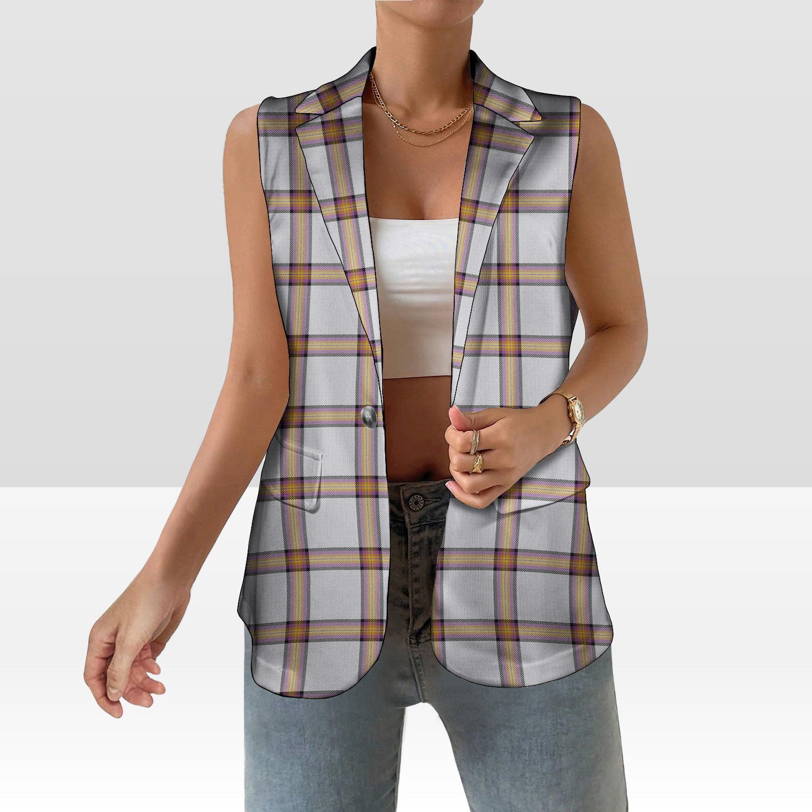 ScotsTee Shop Scottish Young Christina Modern Women's Tartan Sleeveless Blazer Suit Vest
