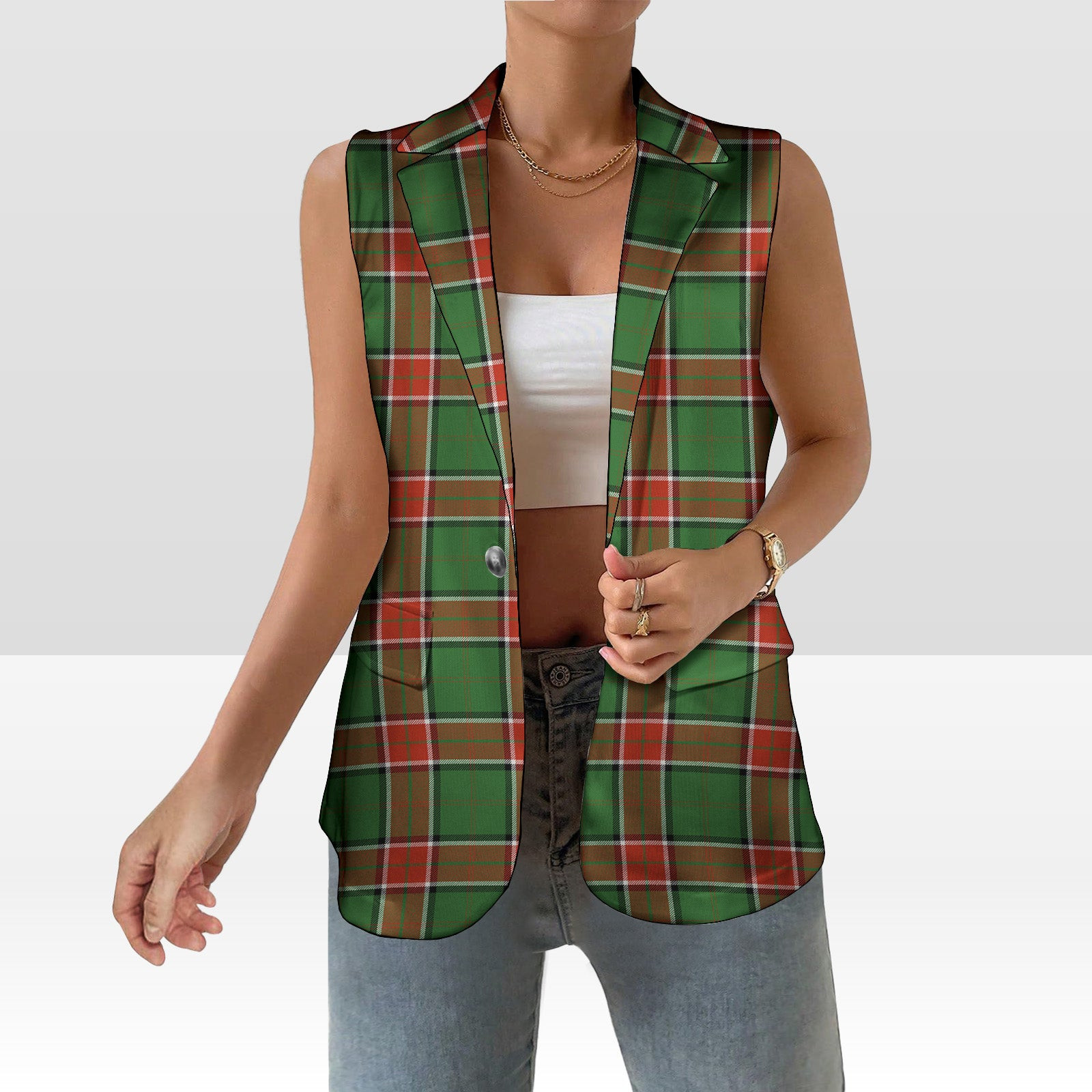 ScotsTee Shop Scottish Pollock Ancient Women's Tartan Sleeveless Blazer Suit Vest