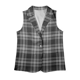 ScotsTee Shop Scottish Menzies Black and White Women's Tartan Sleeveless Blazer Suit Vest