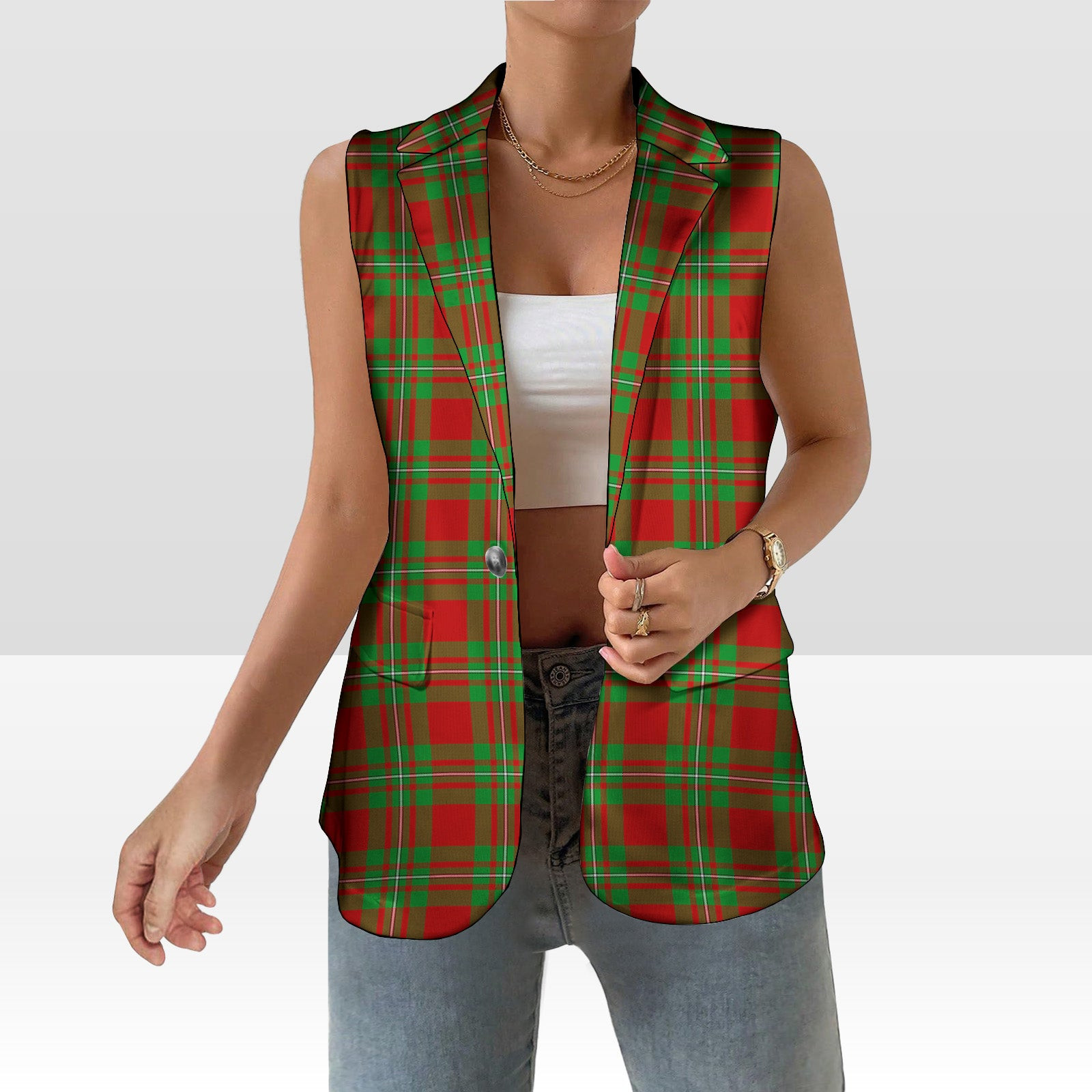 ScotsTee Shop Scottish MacGregor Modern SC Women's Tartan Sleeveless Blazer Suit Vest