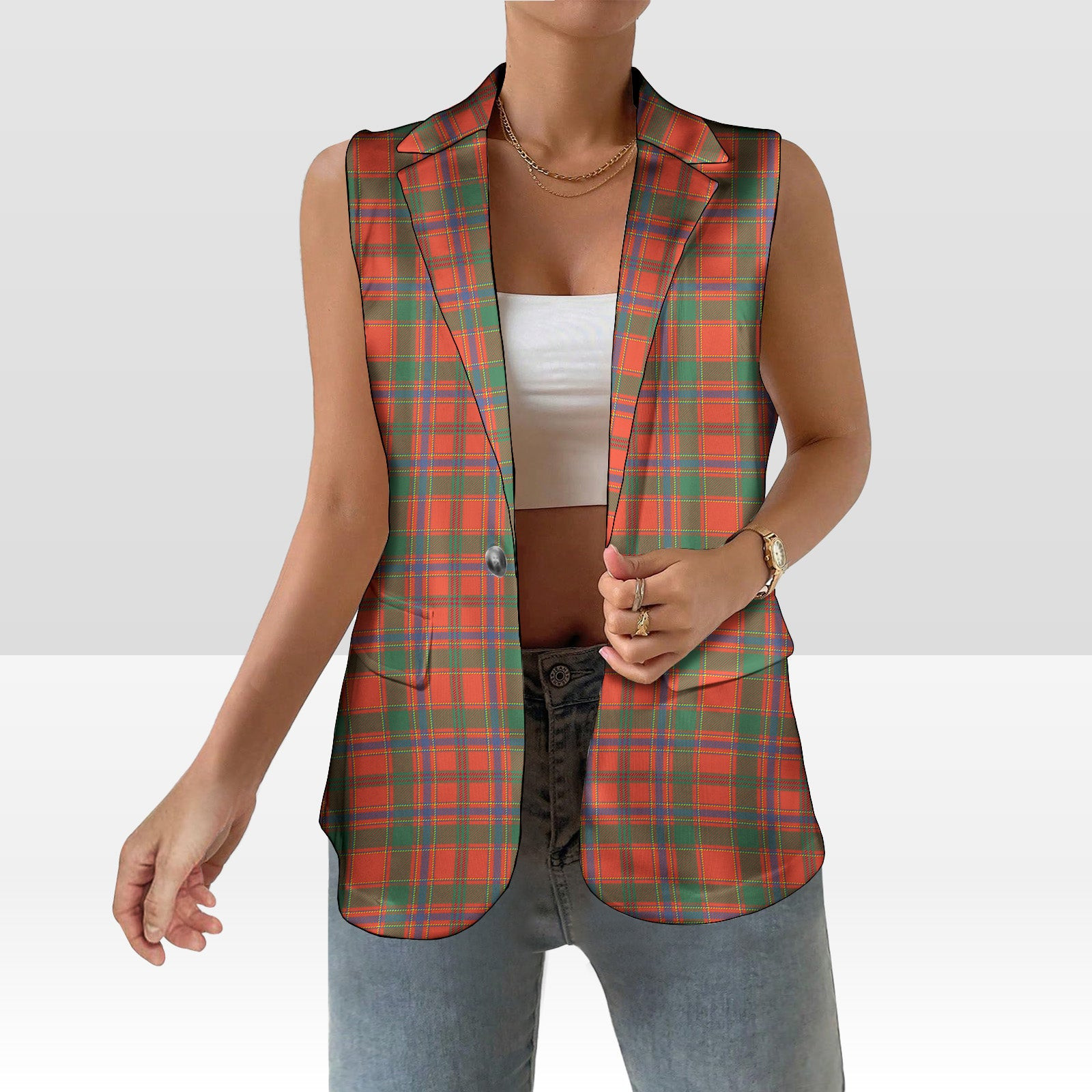 ScotsTee Shop Scottish Munro Ancient Women's Tartan Sleeveless Blazer Suit Vest
