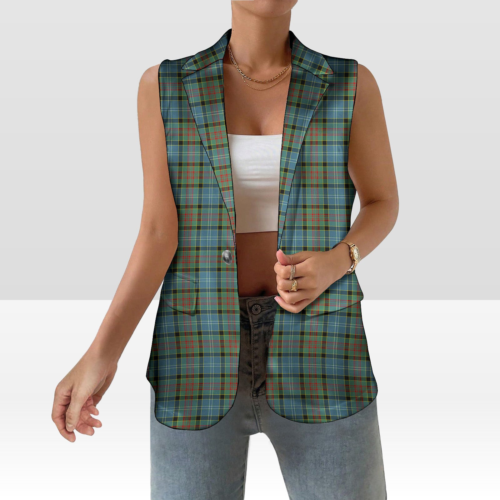 ScotsTee Shop Scottish Pasley District Women's Tartan Sleeveless Blazer Suit Vest