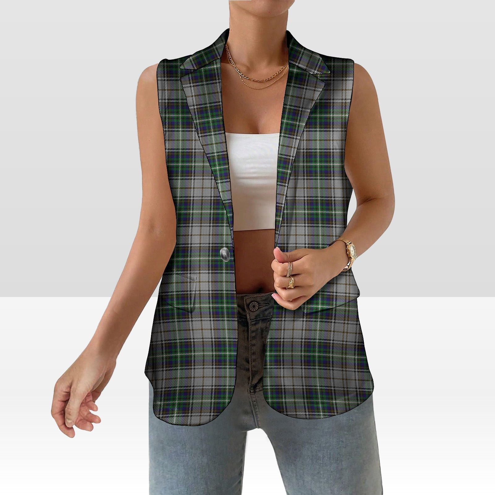 ScotsTee Shop Scottish MacSheehy Women's Tartan Sleeveless Blazer Suit Vest