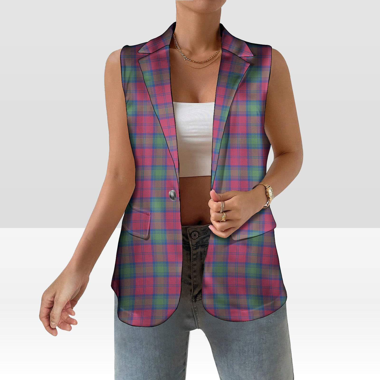 ScotsTee Shop Scottish Lindsay Ancient Women's Tartan Sleeveless Blazer Suit Vest